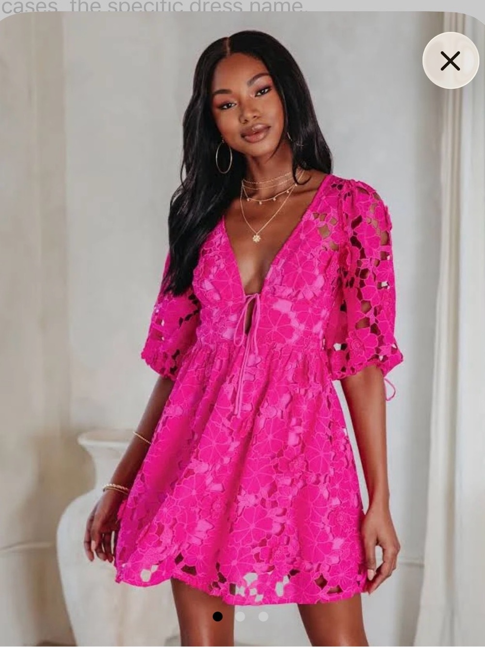 Vici Bright Pink Lace Tie-Front Mini Dress